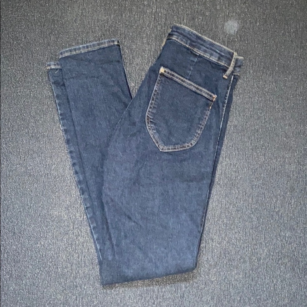 Dark denim skinny ankle jeans